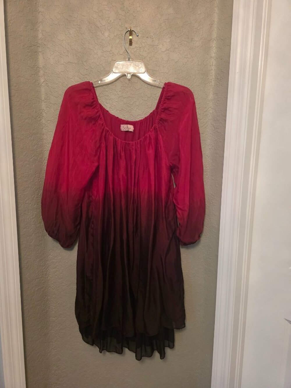 Sofia Made In Italy 100% silk Red Ombre Loose Dress M GUC